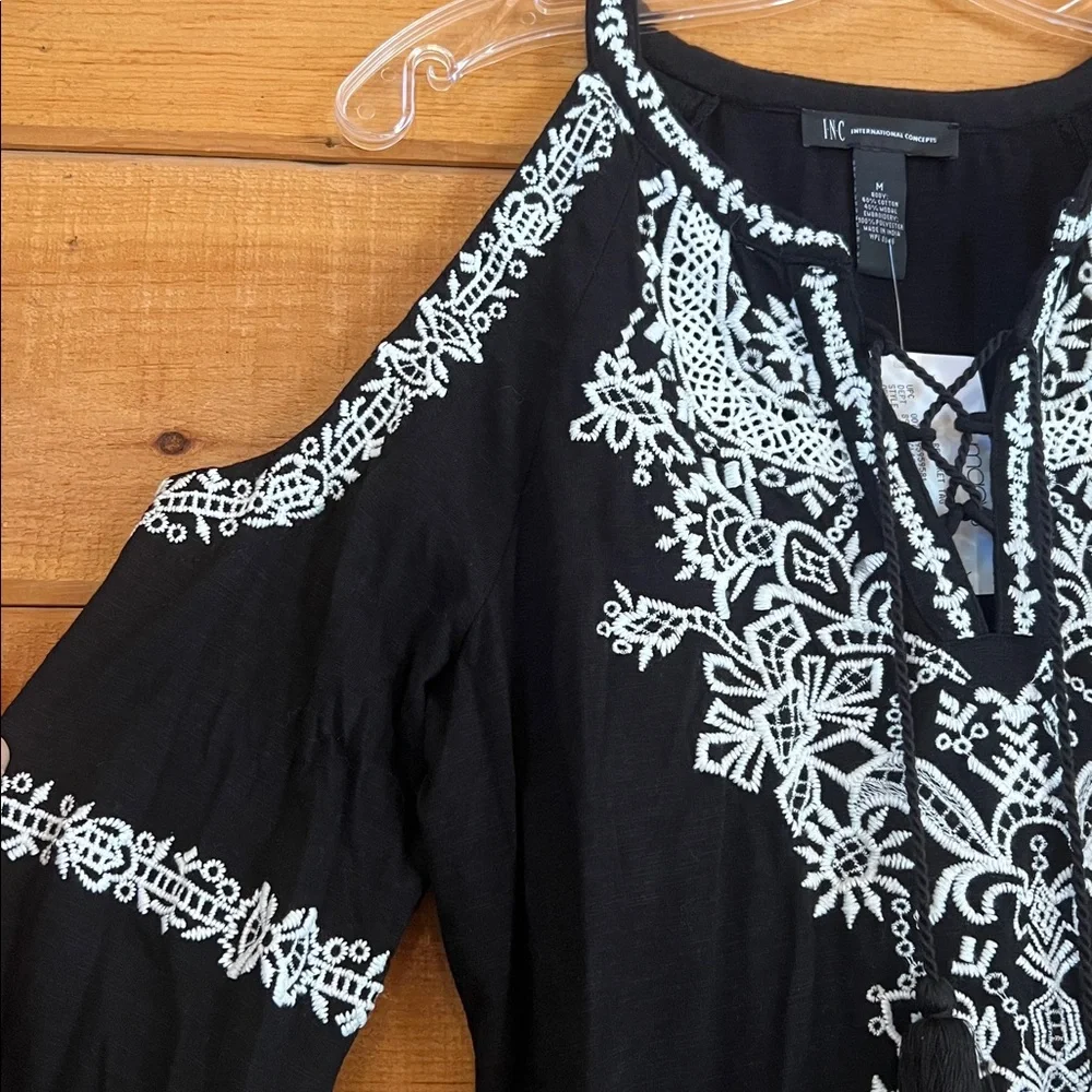 INC international concepts cold shoulder long sleeve blouse NWT - Picture 2 of 5